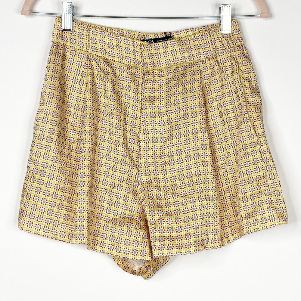 2/$30 NWT ZARA Geometric Print Shorts XS Multicolor High Rise Relaxed Fit #6373